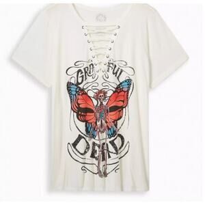 Torrid Womens Grateful Dead Classic Fit Cotton Lace Up T-Shirt‎ Size 3X NWT